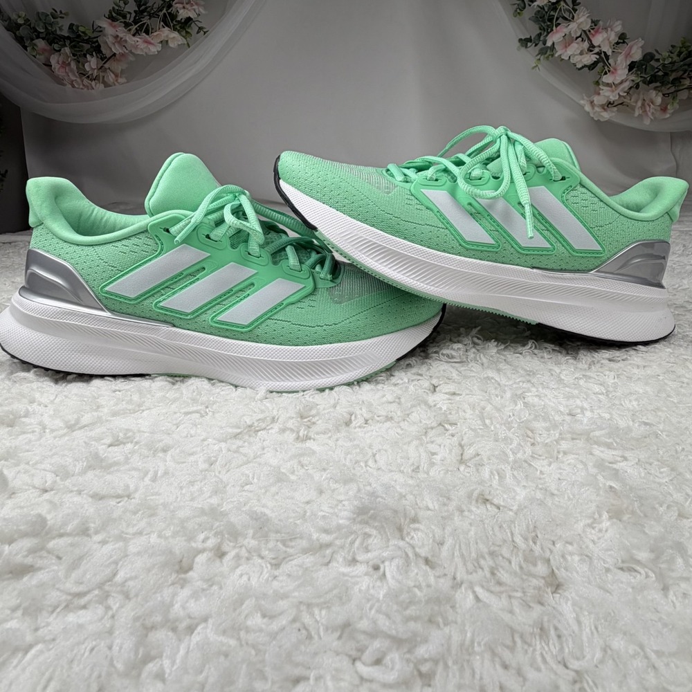 Adidas Ultrarun Green/White/Silver Low Top Lace-Up Running Sneakers Women's Sz 7